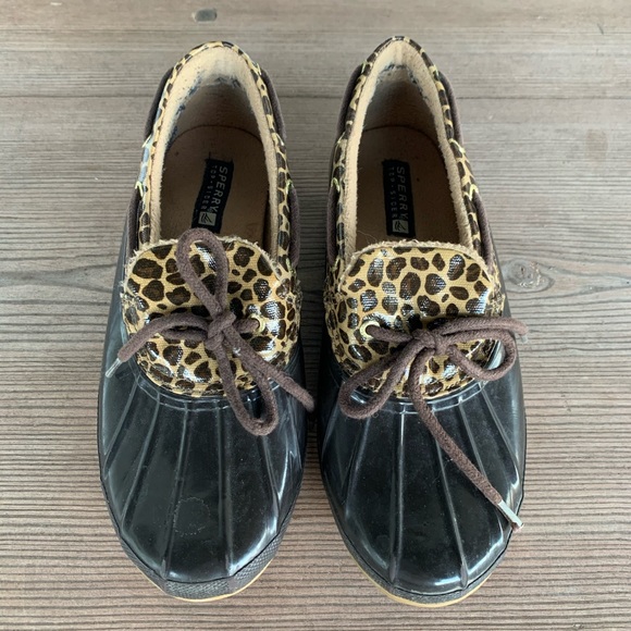 Sperry Shoes - Sperry Brown Cheetah Print Slip-On Duck Shoes